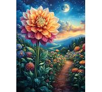 Gran Dalia bajo la Luna Puzzles 300 Piezas Maquetas 3D Construir Sin Pegamento Paisaje Ciencia ficción Rompecabezas Educativo para Familia Desafío Intelectual Decoración Hogar 300 PCS