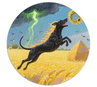 Gran danés 1000 Piezas Rompecabezas Perro Animal Circular Puzzle para Niños Adultos Regalos Originales Juegos De Puzzle Intelectual Desafío 1000pcs (67.5x67.5cm)