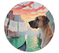 Gran danés 1000 Piezas Rompecabezas Perro Animal Rompecabezas Redondo para Niños Adultos Regalos Originales Juegos De Puzzle Intelectual Desafío 1000pcs (67.5x67.5cm)