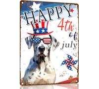 Gran Danés Feliz 4 De Julio Letreros Metal Estaño Decor Cartel Metal Diseño Signos Retro Estaño para Hombre Cueva Baño Sala 20X30 Cm