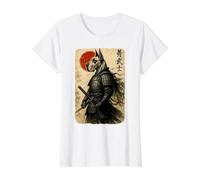 Gran Danés Guerrero Ukiyo Obra Japonesa Perro Samurai Camiseta gráfica económica, Mujer, Blanco, S