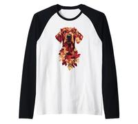 Gran danés Otoño Hojas Otoño Naturaleza Amante Camiseta Manga Raglan