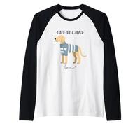 Gran danés Perro Amante Acogedor corazón Mascota Perro gráfico Camiseta Manga Raglan