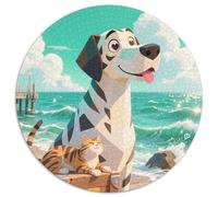Gran danés Puzzle Redondo Rompecabezas Redondo Intelectual Desafío para Niños Adultos Perro Mascota 1000 Piezas Puzzles Regalos Originales De Navidad Y Cumpleaños1000pcs (67.5x67.5cm)