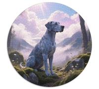 Gran danésPuzzle Redondo De 1000 Piezas Conperro Mascota para Momentos De Diversión Y Concentración 1000pcs (67.5x67.5cm)