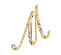 Bling Jewelry Gran Declaración ABC Pave Cristal Cursiva Escritura Monograma Letras Alfabeto Inicial M Bufanda Solapa Broche para Mujeres Chapado En Oro Amarillo