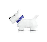 Gran Declaración Blanco Westie Scottie Terri Perro Animal Bufanda Broche Alfiler para Mujeres Adolescente Azul Cristal Tono Plata Chapado En Rodio 1.3 Pulgadas