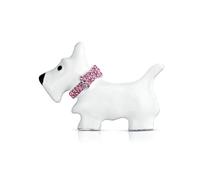 Gran Declaración Blanco Westie Scottie Terri Perro Animal Bufanda Broche Alfiler Para Mujeres Adolescente Rosa Cristal Collar Tono Plata Rodio Plateado 1.3 Pulgadas
