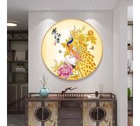 Gran decoración de pared de pavo real, arte de pared redondo retro vintage de pavo real, esculturas de pared para colgar en la cocina, bar, cafetería, restaurante, sala de estar(I,40 * 40CM)