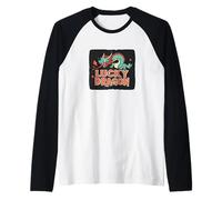 Gran disfraz de dragón de la suerte para hombre y mujer Camiseta Manga Raglan