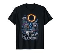 Gran Eclipse de España Pigeons Lightning Design Camiseta gráfica económica, Hombre, Negro, S