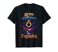 Gran Eclipse de España Solar Celestial Landscape Camiseta gráfica económica, Hombre, Negro, L