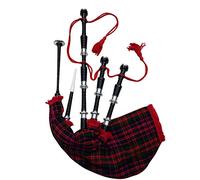 Gran escocés Highland gaita tamaño completo negro Color Plateado con Tutor libro varios Tartans
