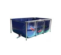 Gran estanque de piscina para peces y mascotas acuáticas, lona de PVC y marco de tubo de acero, panel de visualización transparente, fácil montaje para uso en exteriores