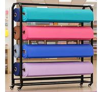 Gran Estante de Almacenamiento de Rollo de Tela Textil Grande, estantes móviles de Acero Pesado Colgante de Ropa de Metal Cortina de Tela Comercial Tarjeta de Color Rollos de Vinilo/Rollos de Cuero