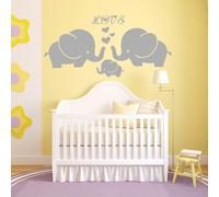 Gran familia de elefantes lindo con corazones calcomanas de pared decoracin de guardera para bebs pegatinas de pared de habitacin para nios (gr