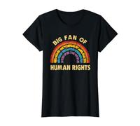 Gran Fan de los Derechos Humanos Igualdad Social Retro Camiseta gráfica económica, Mujer, Negro, L