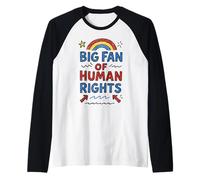 Gran Fan de los Derechos Humanos Retro - Anti Fascismo Derechos Humanos Camiseta Manga Raglan