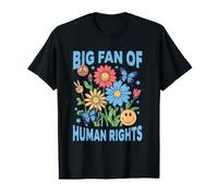 Gran Fan De Los Derechos Humanos Retro Floral Indie Estética Camiseta gráfica económica