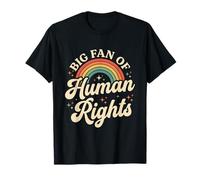 Gran Fan de los Derechos Humanos Retro Rainbow Protesta Cita Incluida Camiseta