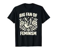 Gran Fan del Feminismo Vintage Floral Cottagecore Flying Bird Camiseta