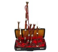 Gran gaita escocesa de las tierras altas con cubierta de tartán Royal Stewart y accesorios, gaita jugable con acabado marrón, soportes plateados, libro de tutores gratis