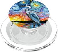 Gran Garza Azul Noche Estrellada pájaro Animal Naturaleza Arte por Aja PopSockets PopGrip para MagSafe