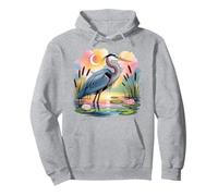 Gran Garza Azul Vadeando al Amanecer Hermosa Avistamiento de Aves Amante Sudadera con Capucha