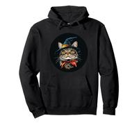 Gran gato mágico con sombrero para los amantes de los magos Sudadera con Capucha