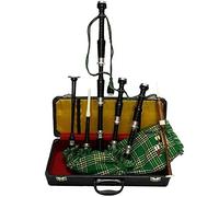 Gran Highland gaita palisandro negro acabado plata Mounts en duro caja con Tutor libro