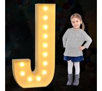 Gran Letra de Carpa Iluminada, Luces LED Alfabéticas Decorativas, Juego de Tableros de Espuma Precortados para Decoración de Fiestas, Boda, Cumpleaños, Festividades, Letra J, 120 cm - 4 pies