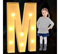 Gran Letra de Carpa Iluminada, Luces LED Alfabeto Decorativas, Juego de Tableros de Espuma Precortados para Decoración de Fiestas, Boda, Cumpleaños, Vacaciones, Letra M, 120cm-4ft