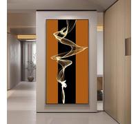 Gran lienzo abstracto moderno, póster decorativo de pared en marrón dorado, para sala de estar, dormitorio, oficina (80 x 160 cm, marco negro)