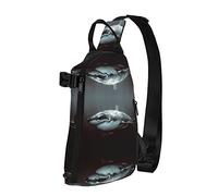 Gran mochila cruzada con estampado de tiburón blanco para hombres y mujeres, para caminar al aire libre, viajes, Negro -, Talla única