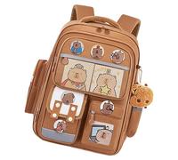 Gran mochila escolar Capybara grande con e insignias - Extraño estudiantil | Competeable bolsa de viaje para adolescentes con amplios compartimentos, diseño ligero resistente para el estudio i