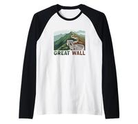 Gran Muralla de China Antiguo Monumento de Asia Souvenir Camiseta Manga Raglan