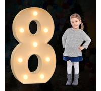 Gran Número de Marquesina Iluminada, Luces LED Alfabéticas Decorativas, Juego de Tableros de Espuma Precortados para Decoración de Fiestas, Boda, Cumpleaños, Vacaciones, Número 8, 100 cm - 3.3 pies