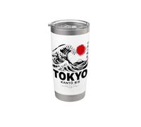 Gran ola Arte Japonés Tokio Kanto Japón Ola Retro Vaso térmico de acero inoxidable de doble pared