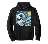 Gran Ola de Kanagawa con Starry Nights Van Gogh Art Sudadera con Capucha