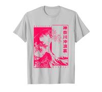 Gran Ola De Kanagawa Hokusai Ukiyo-e Japón Arte Japonesa Camiseta, Hombre, Plata, L