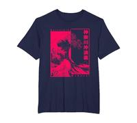 Gran Ola De Kanagawa Hokusai Ukiyo-e Japón Arte Japonesa Camiseta, Hombre Tallas Grandes, Azul Marino, 4X Alto