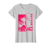 Gran Ola De Kanagawa Hokusai Ukiyo-e Japón Arte Japonesa Camiseta, Mujer, Plata, L