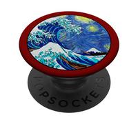 Gran Ola de Kanagawa Van Gogh Starry Night Style PopSockets PopGrip Adhesivo