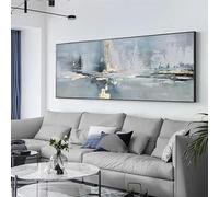 Gran paisaje abstracto, pintura al óleo de gran tamaño sobre lienzo, imágenes artísticas de pared enmarcadas para decoración del hogar y la sala de estar (55 x 110 cm (22 x 43 pulgadas))