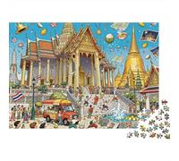 Gran Palacio de Bangkok Incendio Puzzle De Madera Impermeable Puzzles De 1000 Piezas Regalos para Adultos Colorido Rompecabezas Decoración del Hogar