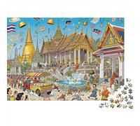 Gran Palacio de Bangkok Incendio Puzzle De Madera Impermeable Puzzles De 1000 Piezas Regalos para Adultos Colorido Rompecabezas Juegos Educativos