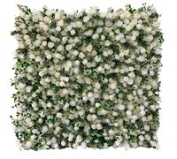 Gran pared de flores hortensia, fondo artificial rosas blancas 5D y plantas verdes, falsas tela realistas para bodas al aire libre