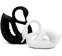 Gran Pareja de cisnes de cerámica en Blanco y Negro - Escultura Moderna de una Pareja de cisnes - Decoración de diseño de cisnes para la Buena Suerte y la armonía - Decoración de Figuras de Animales