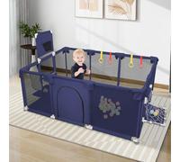 Gran parque infantil con reja de protección, parque para bebés, modular, plegable, gran parque infantil para niños pequeños, 50 pelotas, canasta de baloncesto, con 4 ventosas - 180 * 120 * 66 cm