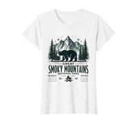 Gran Parque Montañas Humeantes Oso Aventura de Camiseta gráfica económica, Mujer, Blanco, M